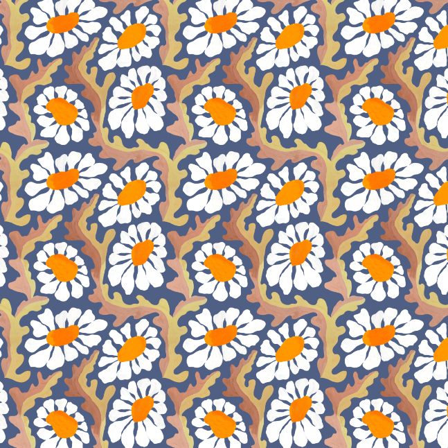 Wobbly Floral (navy)