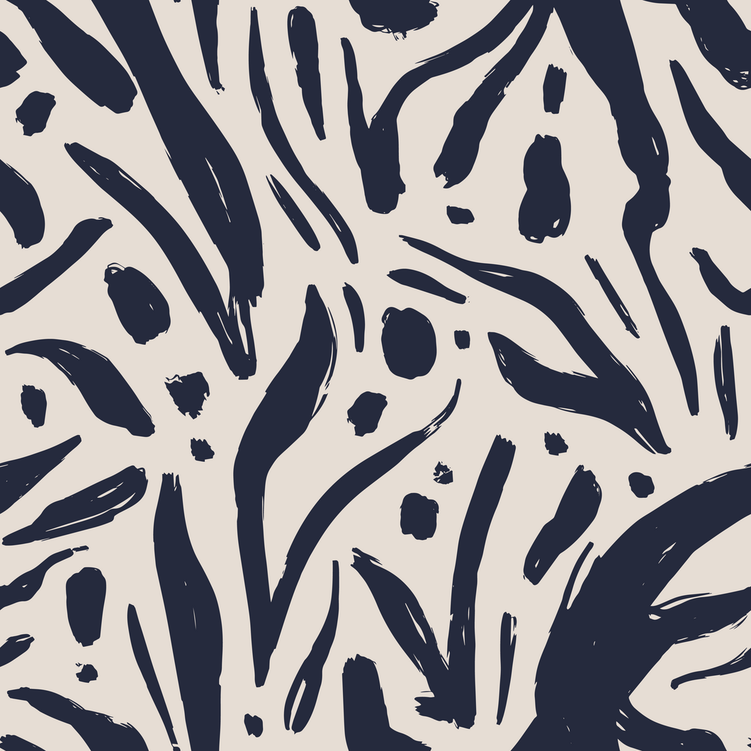 Cream and Navy Scribble Fabric
