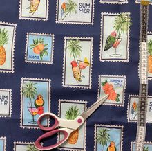 Load image into Gallery viewer, Holiday Stamps (Navy) Fabric