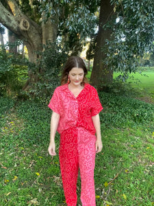 Red and Pink Flora Rayon