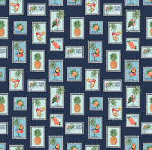 Load image into Gallery viewer, Holiday Stamps (Navy) Fabric