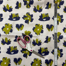 Load image into Gallery viewer, Chartreuse and Navy Flowers Fabric