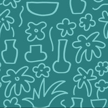 Load image into Gallery viewer, Teal and Aqua Flora Fabric