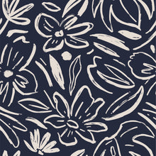 Load image into Gallery viewer, Navy Scribble Flowers Fabric