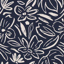 Load image into Gallery viewer, Navy Scribble Flowers Rayon