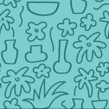 Load image into Gallery viewer, Aqua and Teal Flora Fabric