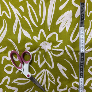 Chartreuse Scribble Flowers Fabric