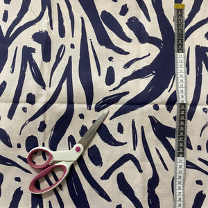 Cream and Navy Scribble Fabric
