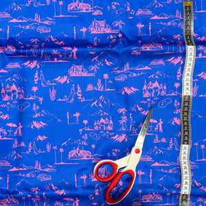 Hollywood Hills (Blue + Pink) Fabric